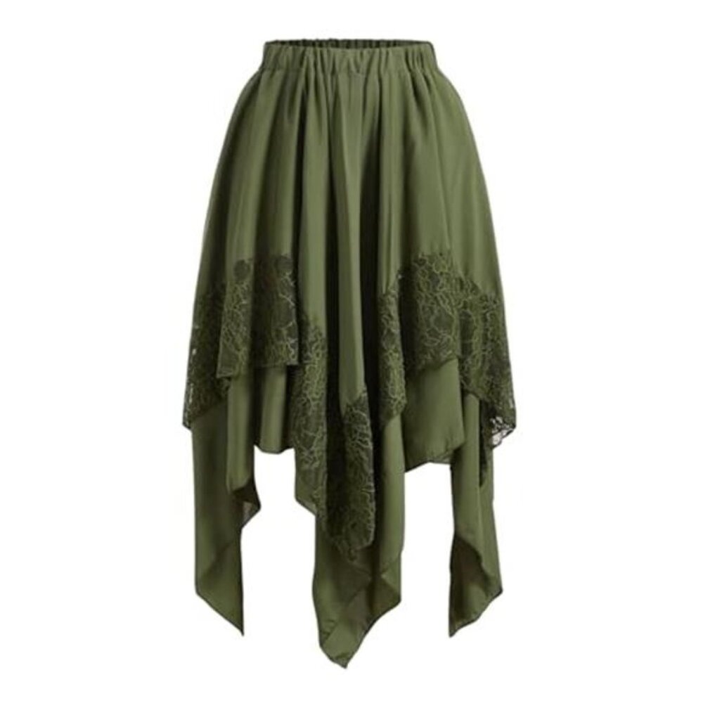Womens Pirate Skirt Renaissance Steampunk Gothic Asymmetrical Midi High Low Lace